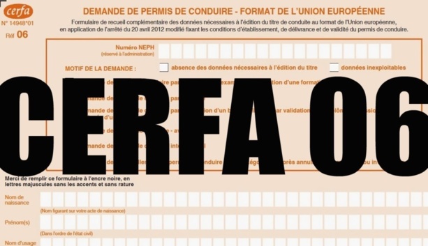 Nouveau permis de conduire et CERFA 06